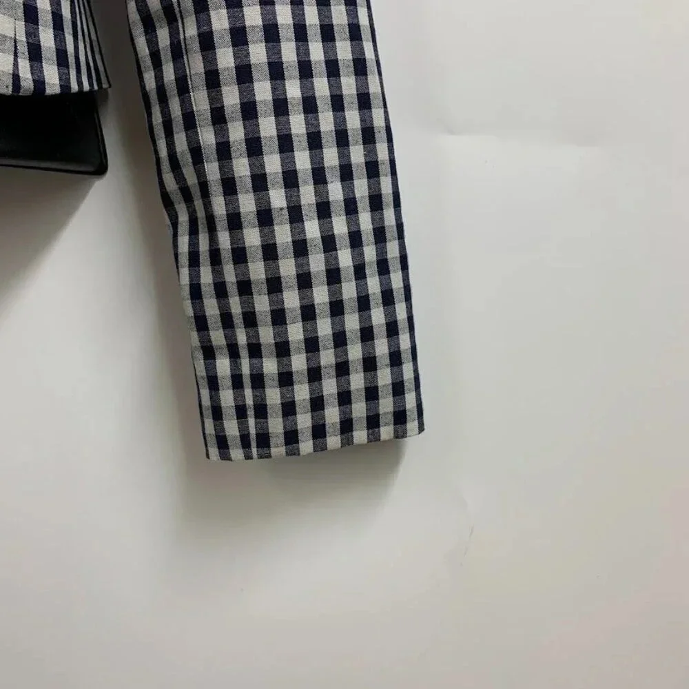 J. Crew Women's Gingham‎ Plaid Linen Blend Motorcycle Jacket Size 00
